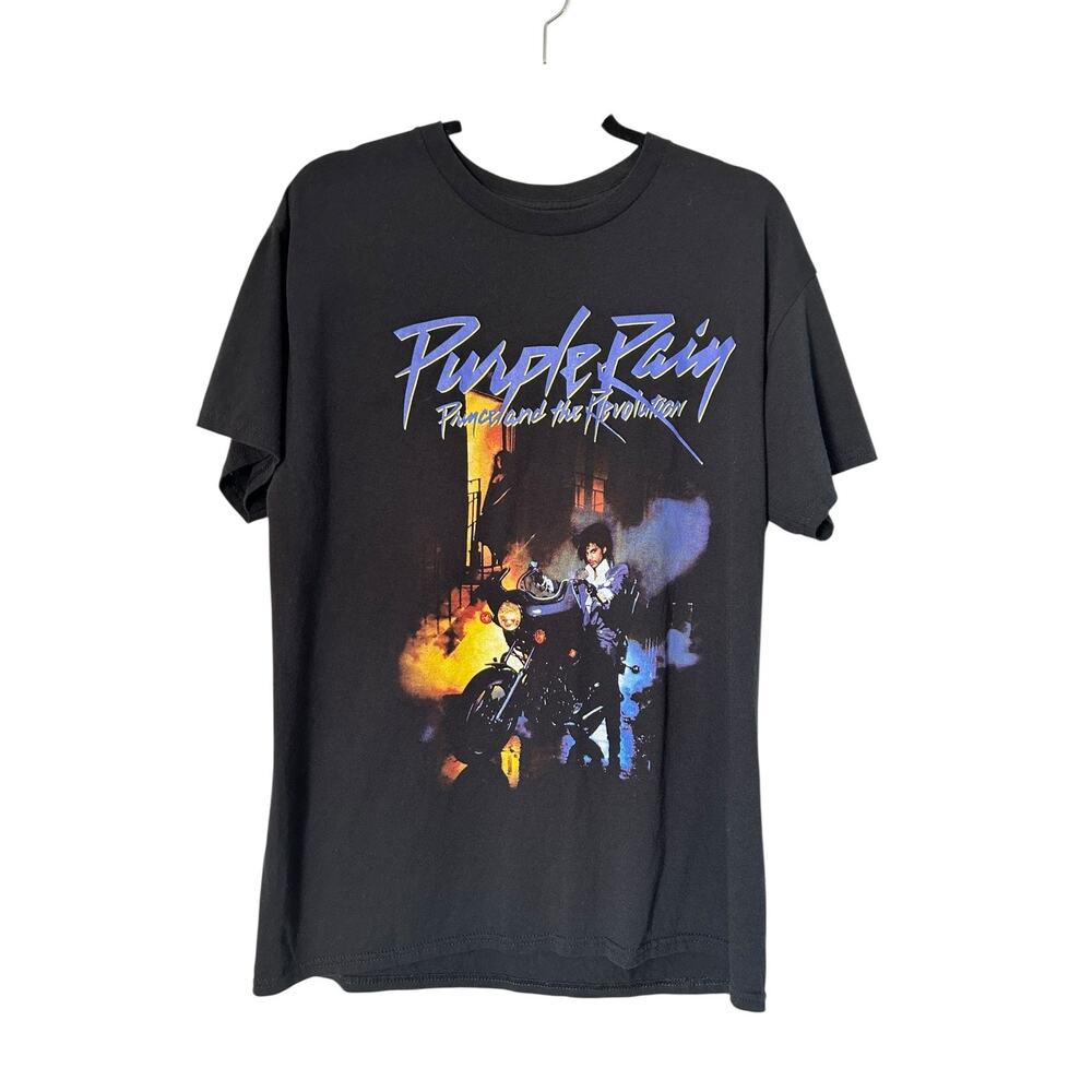 Prince And The Revolution Purple Rain Men's Large Black Cotton Official T Shirt